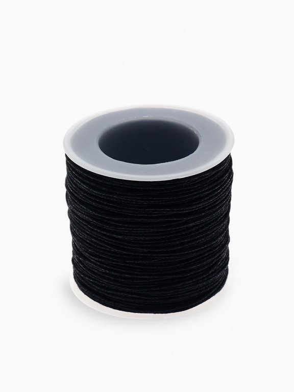 Шнур из полиэстера 1мм*65-70м,  мм вощеный, цв. черный