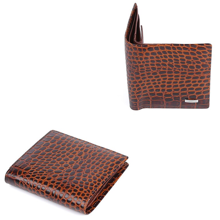 Портмоне FABRETTI мужское, нат.кожа,  9,6*10*2см, коричневый