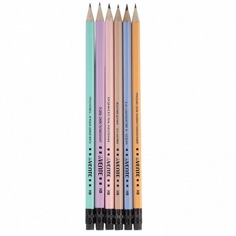 Набор карандашей ч/г  6 шт deVENTE. Mentality (HB) с ластиком