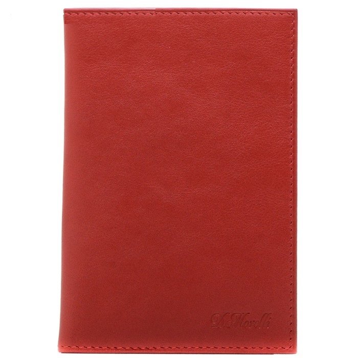 Обложка для паспорта D.Morelli "Red-2" с отделениями для карт, нат. кожа