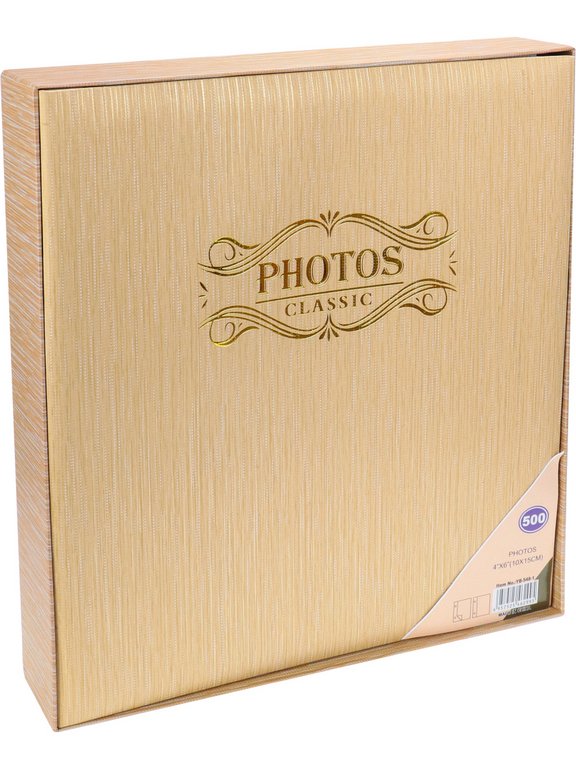 Фотоальбом 500 фото 10*15см "Классика" твердая обложка, золотая рябь