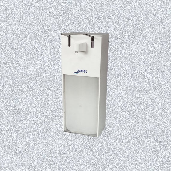 Диспенсер для жидкого мыла 1л, молочный пластик, с локтевым упором (29,5*10,5*18см) "Jofel"