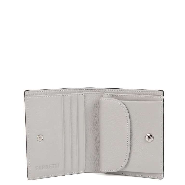 Портмоне FABRETTI женское, нат. кожа, 11*10*3см, серебряный
