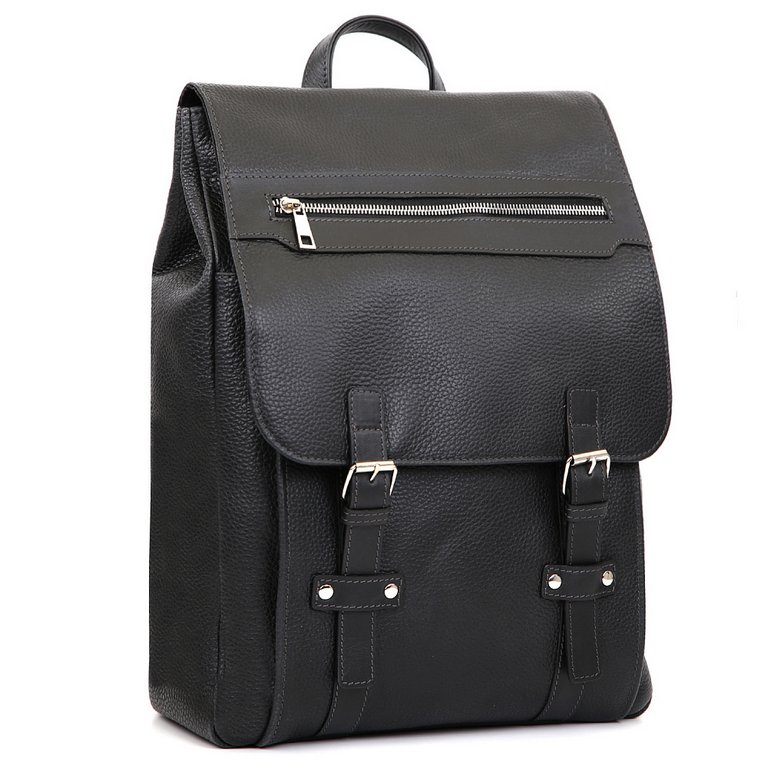 Рюкзак мужской FABRETTI 28*41*11, нат. кожа, черный