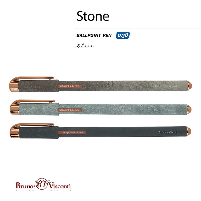 Ручка шариковая BV "Stone" 0,5мм синяя (стерж.138мм, линия 0,38мм)