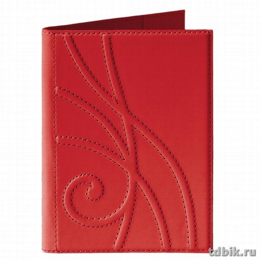 Обложка для паспорта Макей нат. кожа, цв. красный/коричневый