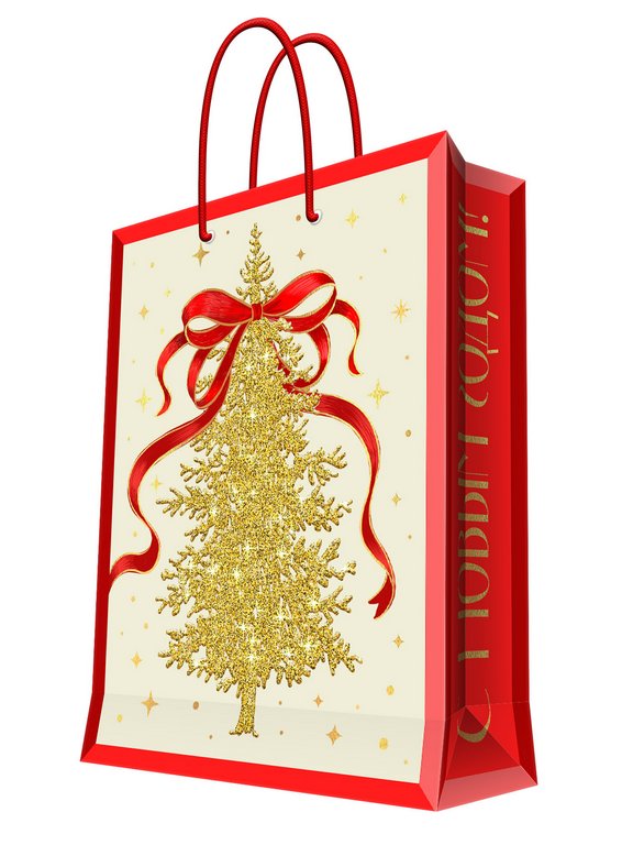 Пакет бумажный НГ 18*23см ламиниров. (елка золотая)