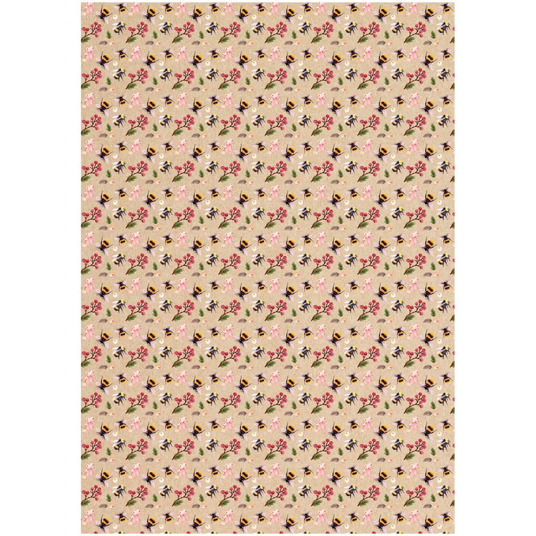 Бумага упаковочная 70*100см крафт в рулоне (ассорти) "Крылатые созданья"