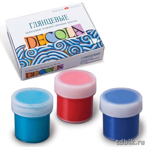 Краски акриловые 12 цв. 20мл Декола глянцевые