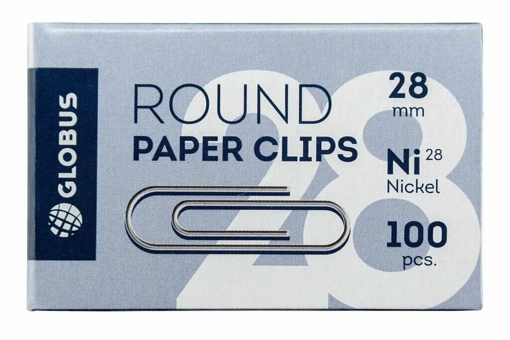 Скрепки 28 мм 100 шт/уп никелированные Globus С28-100 Н