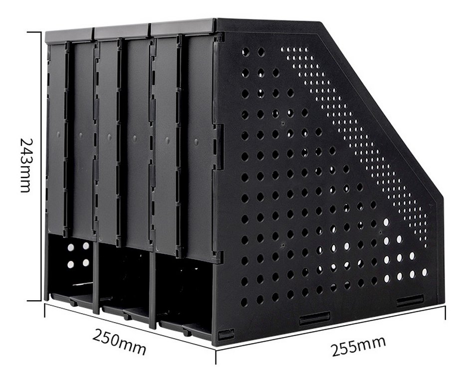 Лоток вертикальный 3-х секцион. разборный, 250*256*243 мм, серый Deli