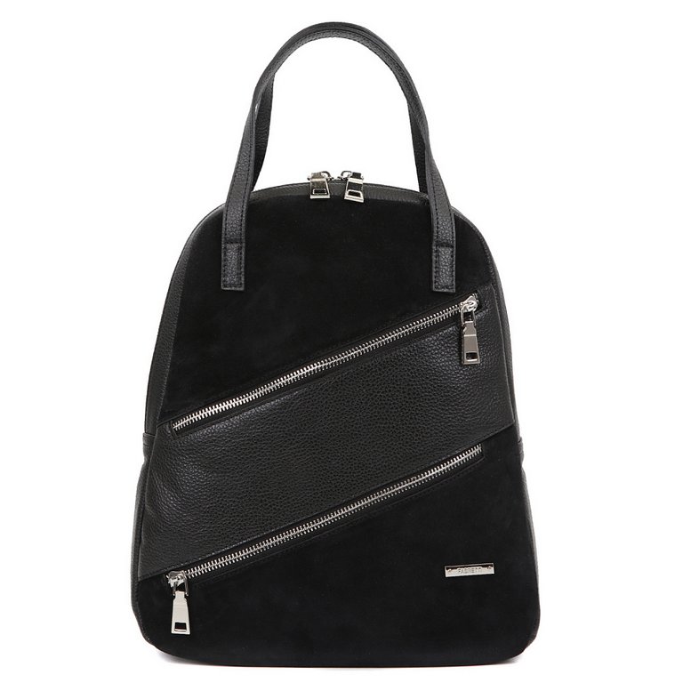 Рюкзак женский FABRETTI 24*33*10см, нат. кожа, черный