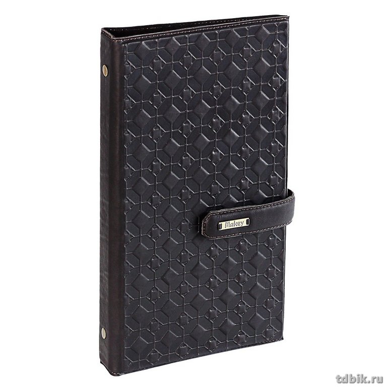 Визитница Макей 155*256мм на 160 визиток с худ. вставкой , нат.кожа , коричневая