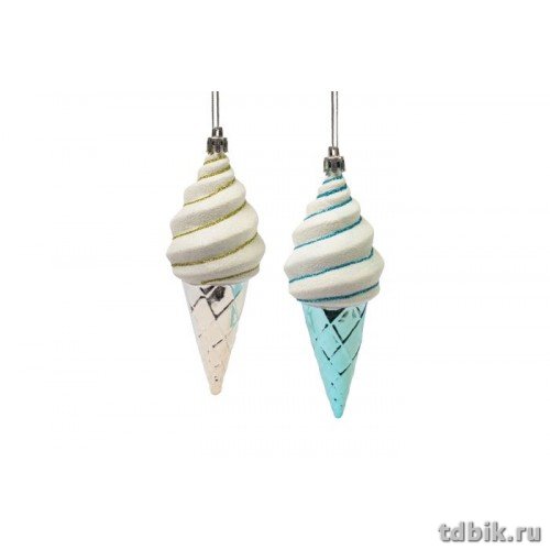 Набор украшений из пластика "Мороженое" цв. белый/голубой. 19х4 см (2 шт/уп)