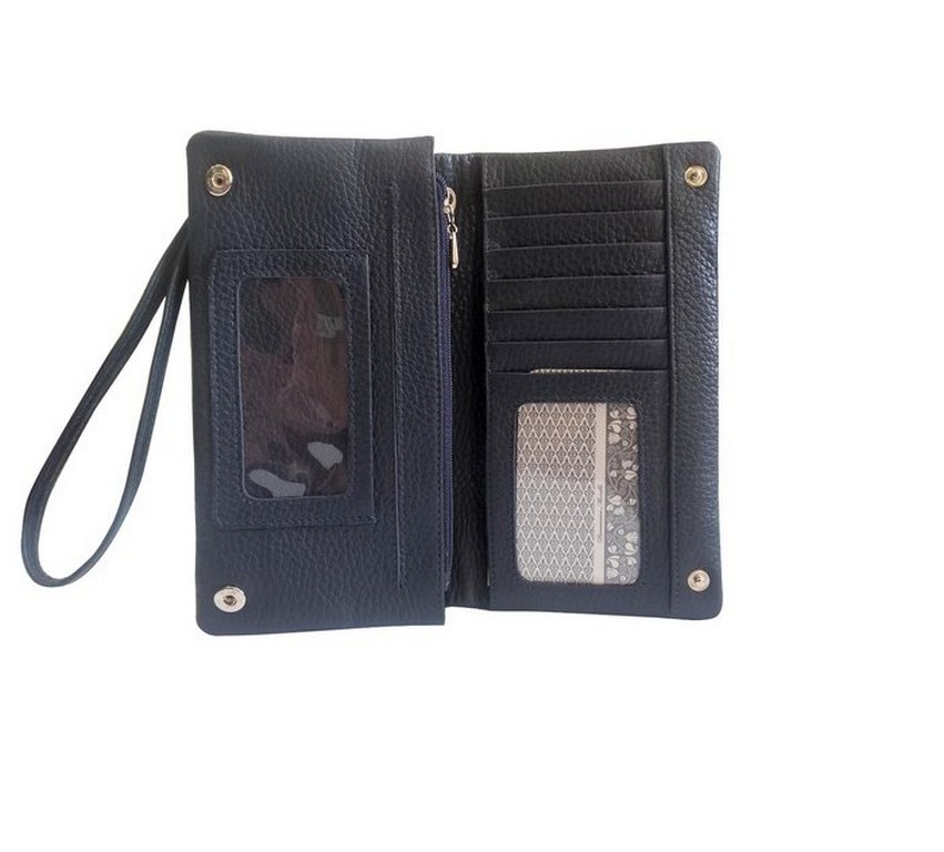 Портмоне D.Morelli женское "Павия-2" большое  нат. кожа, голубое