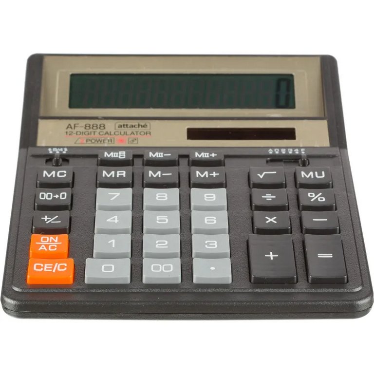 Калькулятор наст. Attache ASF-888 (12 разр., 2 питания 158х204х40 мм) черный