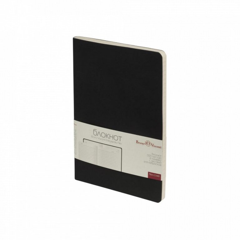 Блокнот А5 100л., 148*210 мм, обложка кож. зам. "Megapolis Flex" черный