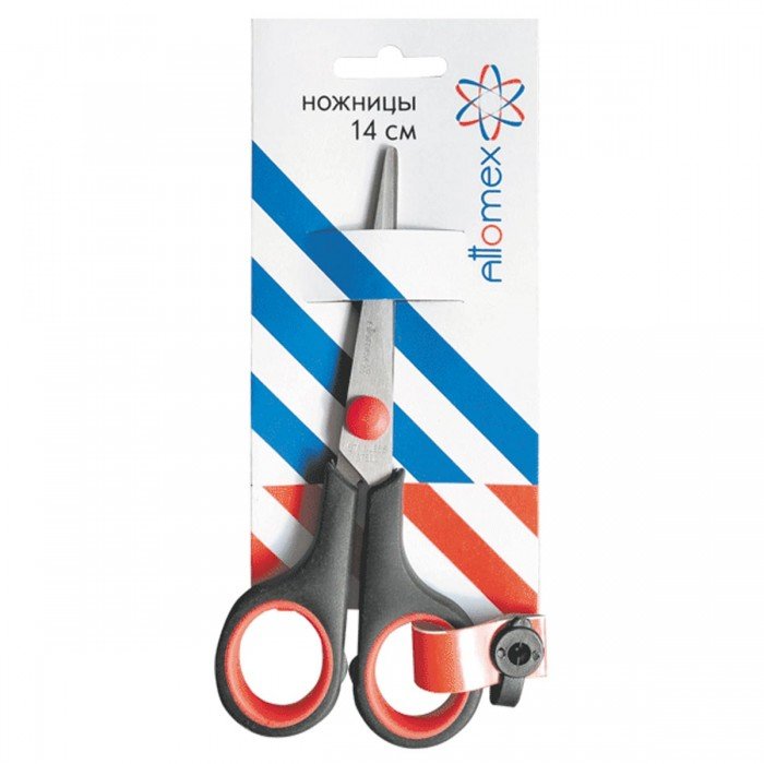 Ножницы 140 мм пластмас. эргоном. рукоятка с резиновыми вставками Attomex "Duo"