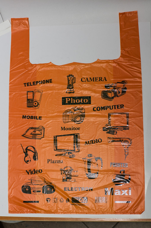 Маечка 40*65см (24 мкм) ПНД "Электроника" 50 шт/уп, оранжевый, (макс. нагрузка 25кг.)