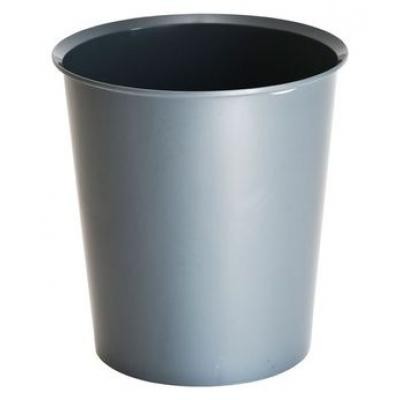 Корзина для бумаг пластиковая 14л цельнолитая, серая, Стамм