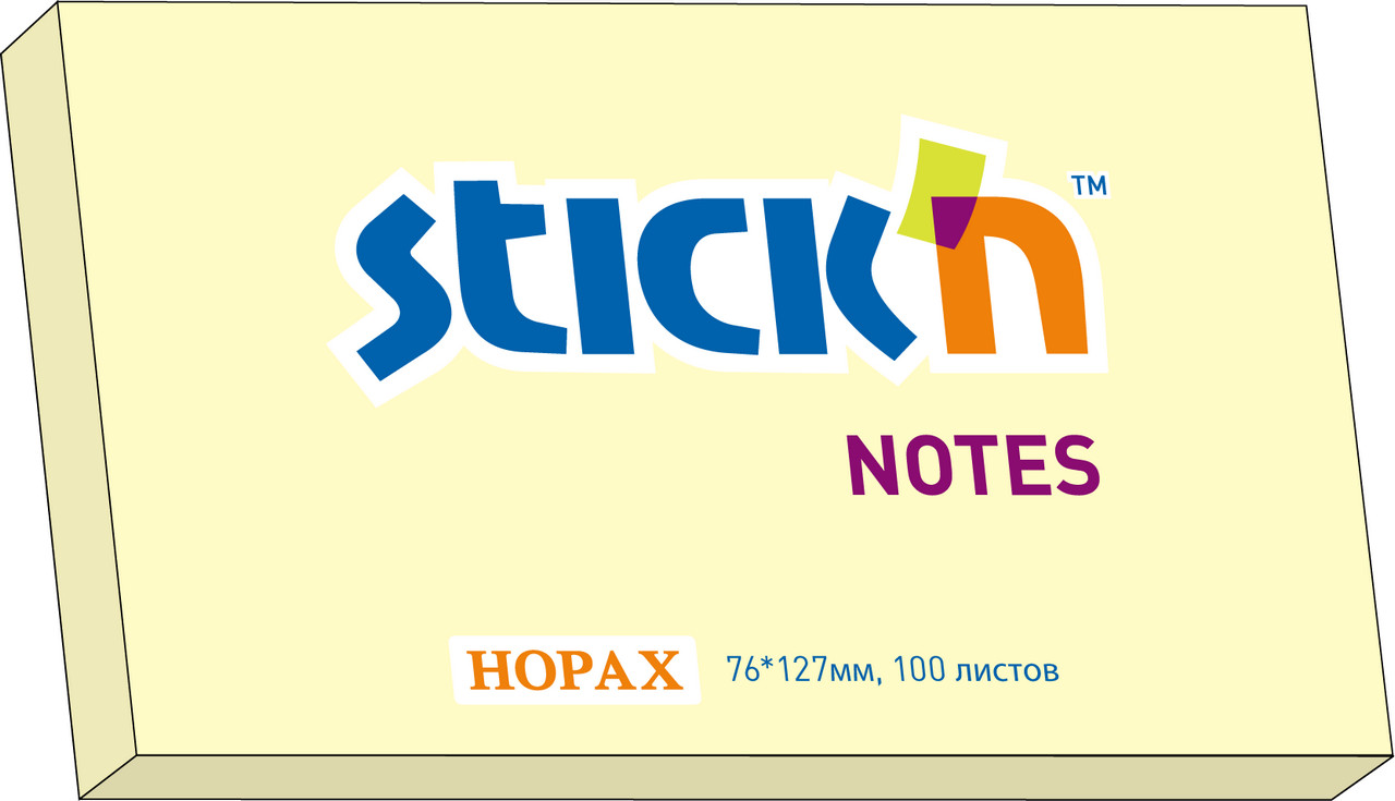Бумага с клеевым краем  76*127 мм, 100 л., желтая HOPAX