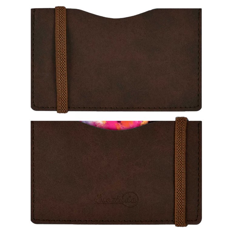 Карман для кредитных, дисконтных карт, пропусков, коричневый 2 отделения, кожзам