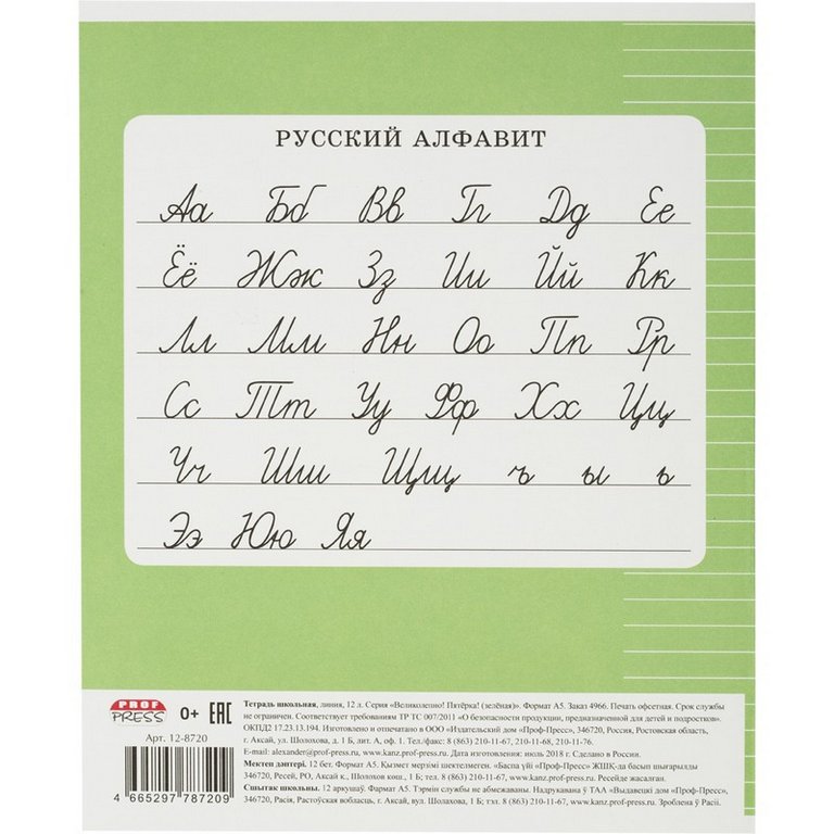 Тетрадь 12 лист лин. А5 "ВЕЛИКОЛЕПНО! ПЯТЕРКА!", зеленая