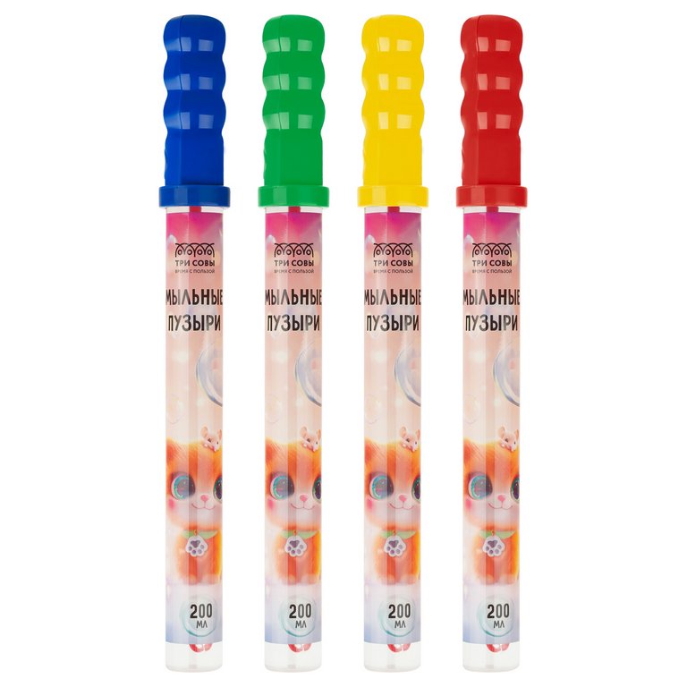 Пузыри мыльные 200мл. ТРИ СОВЫ "Котенок" ассорти