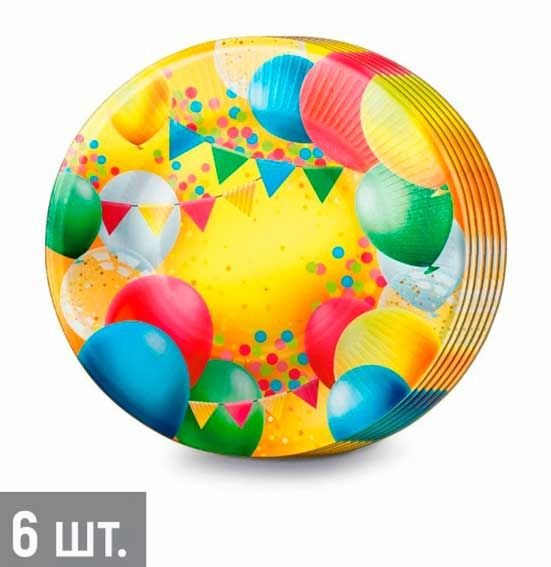 Тарелка картон d180  6 шт/уп "Воздушные шары"