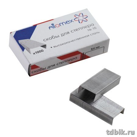 Скобы №10 Attomex 1000 шт/уп, оцинкованные, до 20 листов