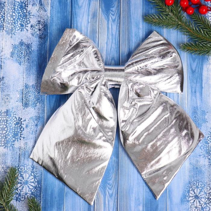 Бант серебро  1 шт, 24*26 см Лоск