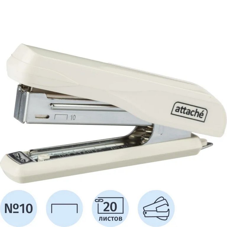 Степлер № 10 до 20л Attache PSW1020 белый с антистеплером