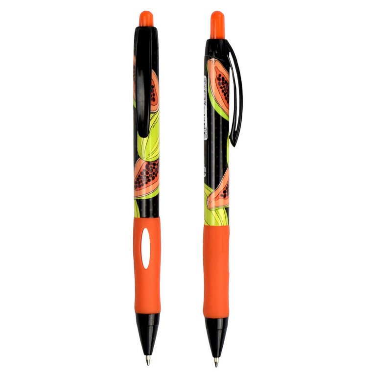 Ручка шариковая авт. с рис. Феникс + "Тропические фрукты" 0,7мм синяя, ассорти