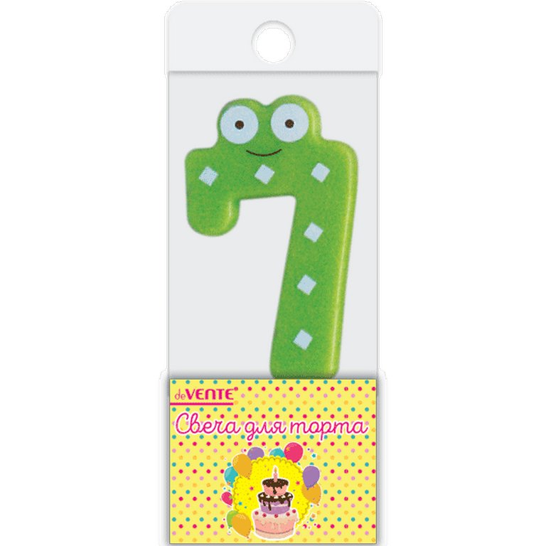 Свеча для торта "Цифра  7" Смешная, с рисунком, 6,1x3,9x0,85 см