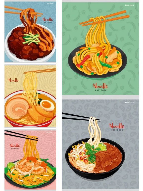 Тетрадь 48 лист кл. А5 на скрепке Prof-Press "БЛЮДО ИЗ СПАГЕТТИ" цвет. мелов. обл., твин-лак