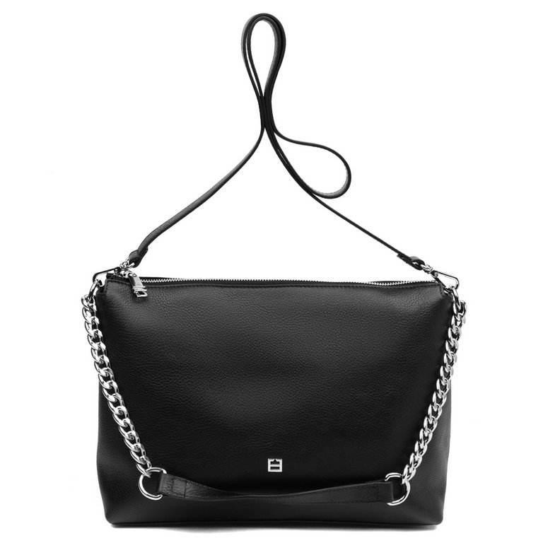 Сумка женская FABRETTI 30х21х10 см, нат. кожа, черный