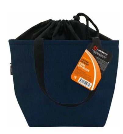 Сумка для обедов на шнурке, 175х140х195 мм, "Лен" синий