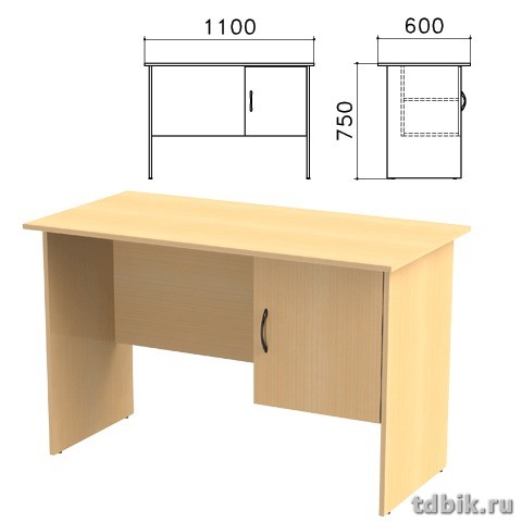Стол письменный тумба с дверью "Канц"  (1100*600*750мм), цвет бук