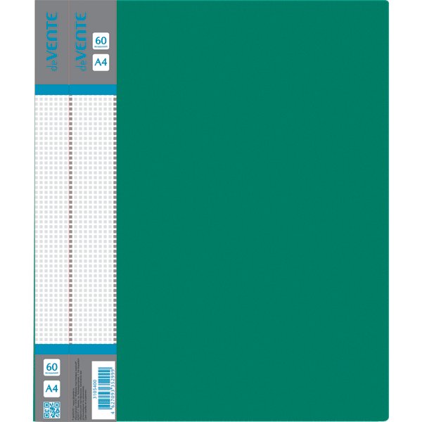 Папка А4 60 прозр.вклад. карман на торце, пластик 0,60 мм зеленая deVENTE "Daily"