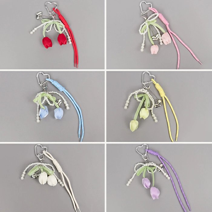 Брелок "Тюльпаны" ассорти (текстиль, металл и полимерные материалы) 12*21*1см