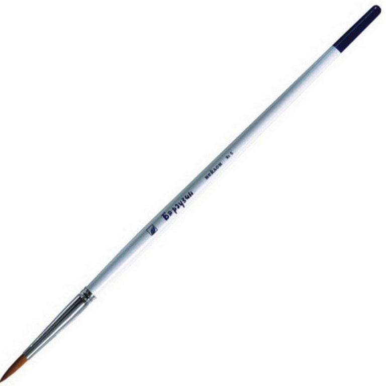 Кисть Синтетика №  05/0 круглая Баргузин (короткая белая ручка) d-0,5мм/L-5,0мм Альбатрос