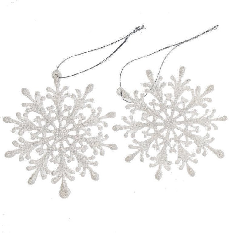 Набор украшений из пластика "Снежинка"  9см, цв. белый (2шт/уп)