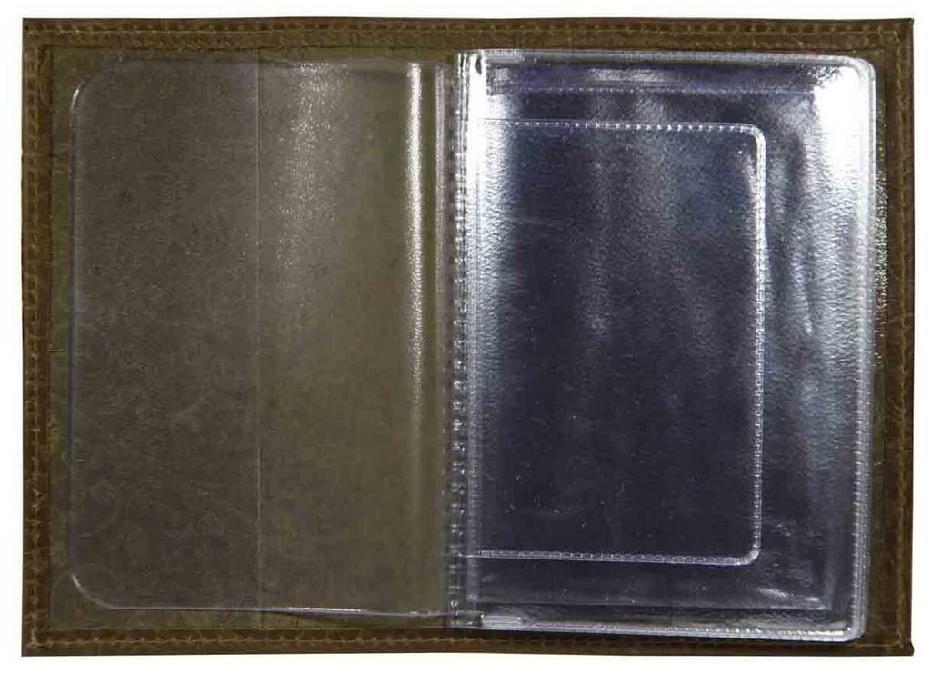 Обложка для автодокументов, нат. кожа "Флаверс" оливковый