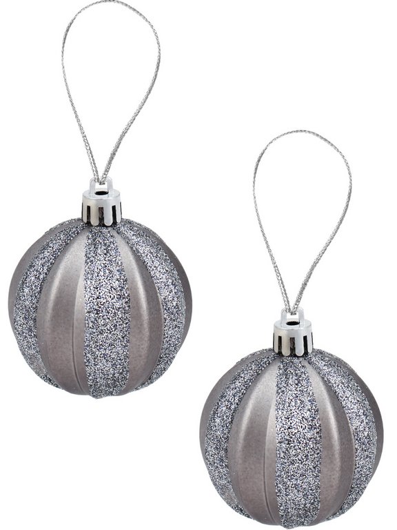 Набор шаров  цвет серебро  60 мм 12 шт "Метель" (ассорти)