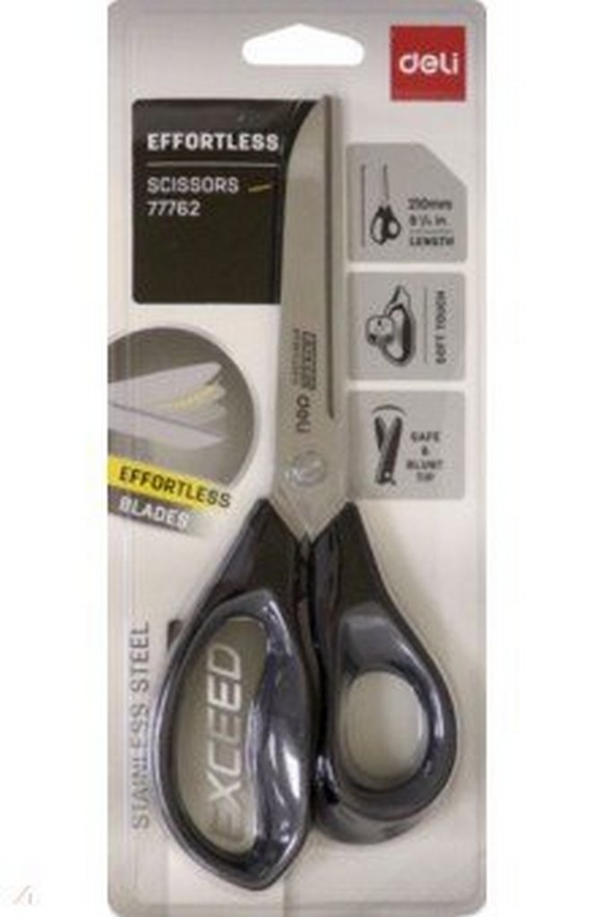 Ножницы 210 мм пластмас. эргоном. рукоятка c резиновыми вставками Deli