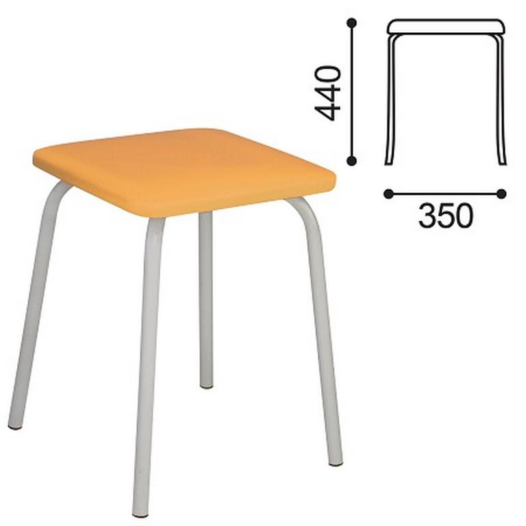 Табурет, серебристый каркас, песочный кож. зам.