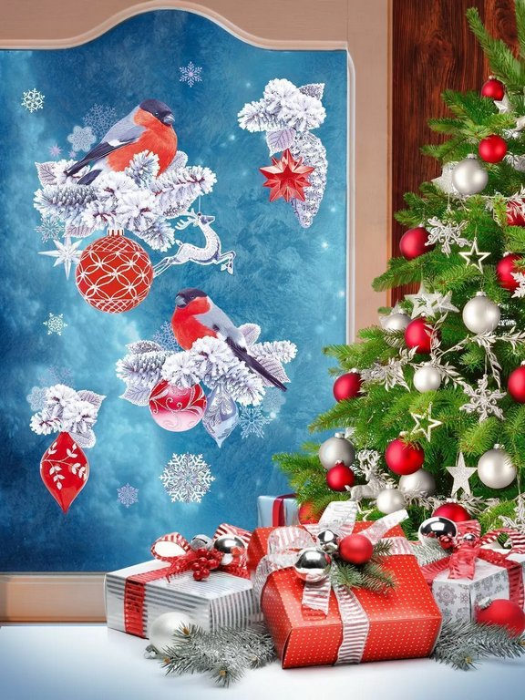 Украшение оконное "Волшебные снегири"  А3