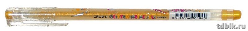 Ручка гелевая детская Crown одноразовая люрекс-золотая