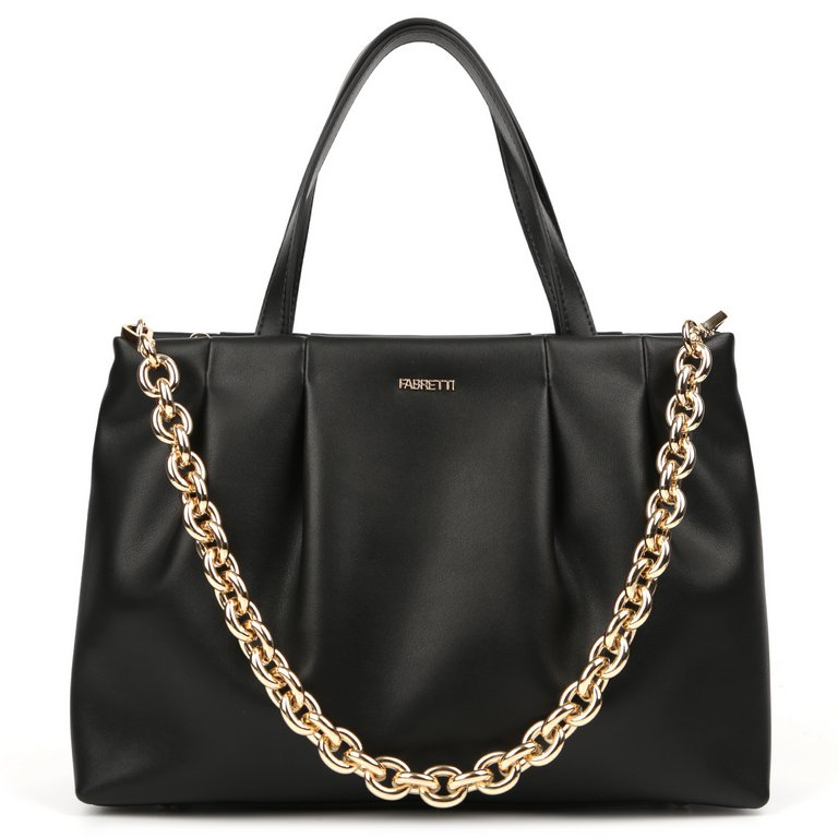 Сумка женская FABRETTI 31х23х10 см, нат. кожа, черный