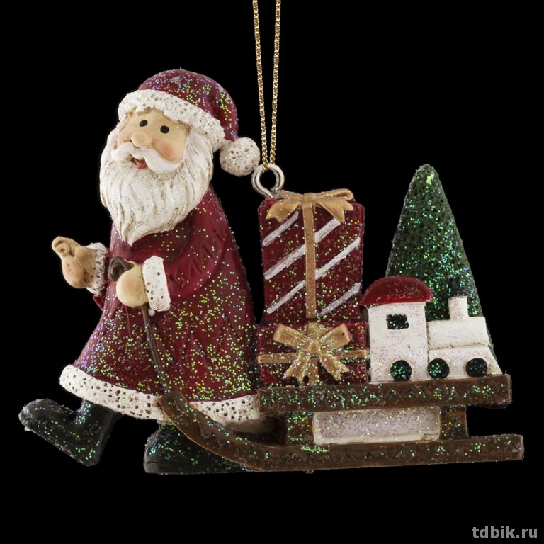 Украшение елочное из полирезины "Санки Деда Мороза", 7.5см